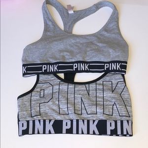 2 Victoria Secret PINK grey&black sports bras